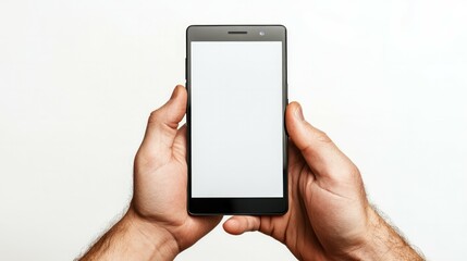  smartphone with blank screen indoors, closeup. Mockup for design