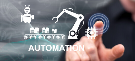 Man touching an automation concept