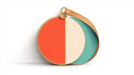 Striking of a scalloped circular red and gold badge with a smooth glossy surface and a strong strap perfect for labeling products items or as a distinguished emblem or seal