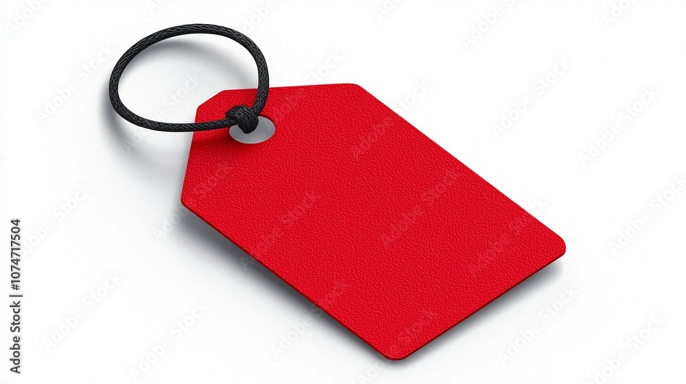 Leinwandbilder sleek and elegant art of a red price tag with a black strap punched through a hole at the corner fea