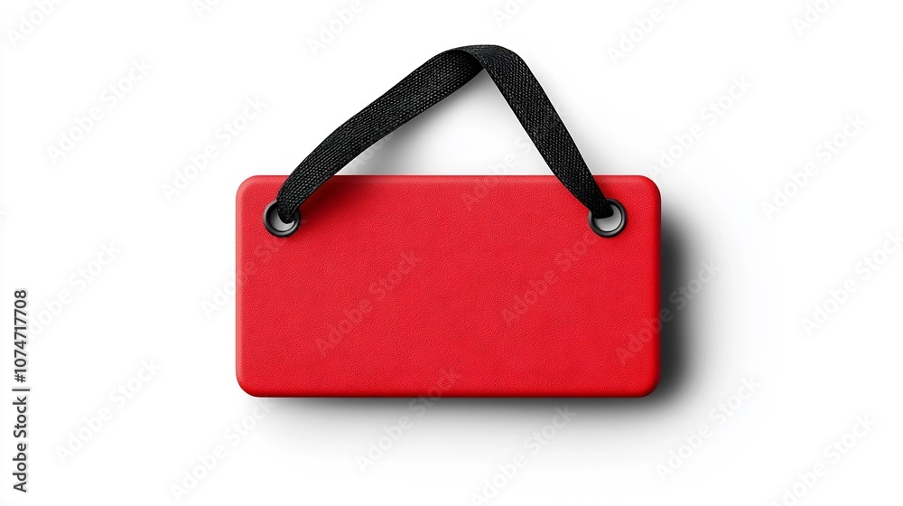 Leinwandbilder minimalist red rectangle tag with curved corner and black strap smooth finish suitable for use as a 