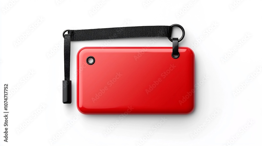 Leinwandbilder minimalist rectangular price tag or label with smooth finish and black strap passing through a hole 
