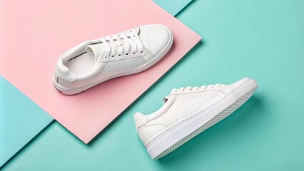 Stylish White Sneakers with Teal Stripe Minimalist, Retro-Inspired Product V9