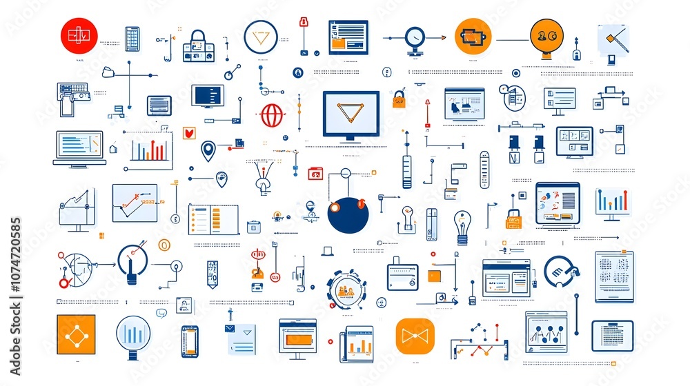 Leinwandbilder Comprehensive DevOps Icon Collection with Clean Editable on a Minimalist White Background   Ideal for Software Engineering IT Infrastructure and Automation Workflows