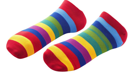 Obraz premium Rainbow Striped Ankle Socks Colorful Hosiery Fun Footwear