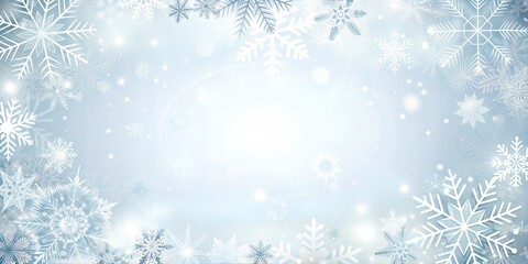 Frosty Blue Snowflake Background with Sparkling Lights

