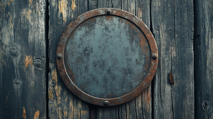 an empty circular vintage metal sign mockup