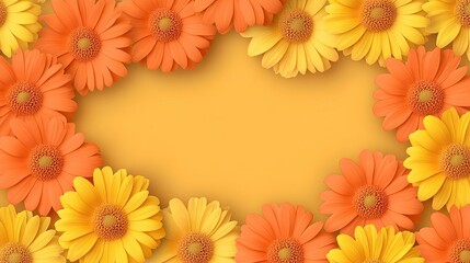 Fototapeta premium A vibrant collage of marigold flowers in warm orange and yellow shades, perfect for creative projects and floral arrangements