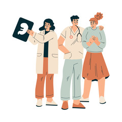 Pregnancy Planning with Young Woman at Doctor Appointment Do Screen Vector Illustration