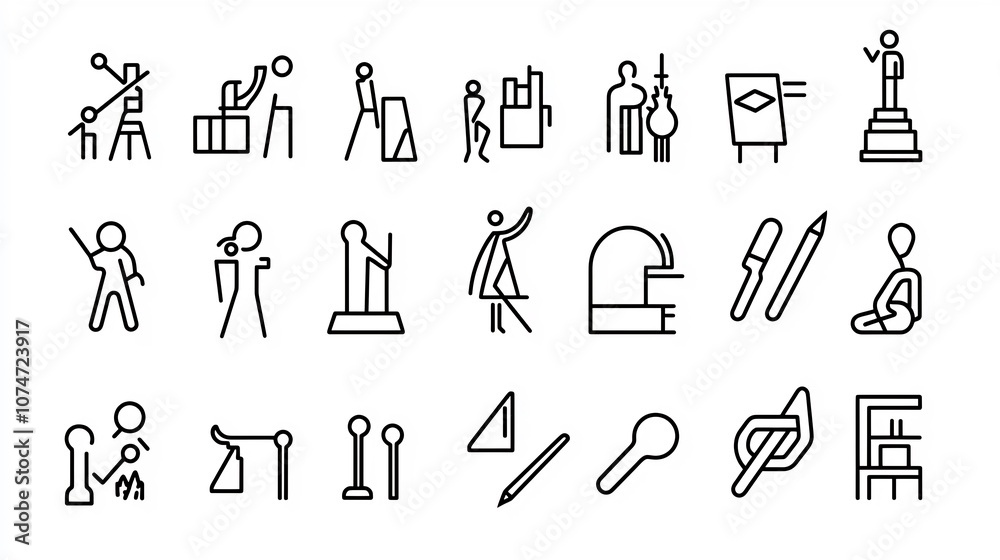 Leinwandbilder comprehensive collection of sleek line style icons representing the realms of art culture creativity
