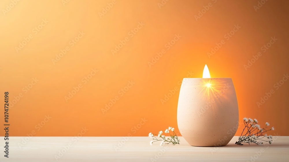 Aufkleber rustic oil lamp crafted from clay with radiating light and swirling energy patterns tiny flowers pla