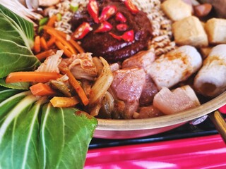 Korean hot pot soup and gochujang