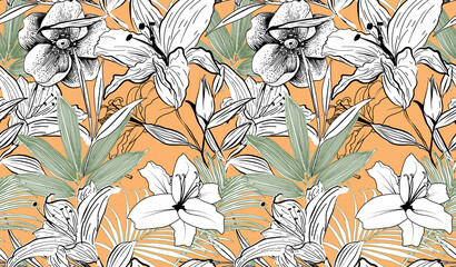 Abstract flower blooming design. Pattern with floral seamless pattern.

