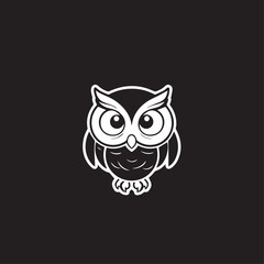 Obraz premium Owl In cartoon, hand-drawn flat style. image for social media, websites and UI. Isolated 2D vector design in logo, icon, sketch style, simple line vector, single color. AI Generative Art.