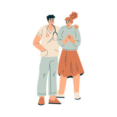 Pregnancy Planning with Young Woman at Doctor Appointment Vector Illustration