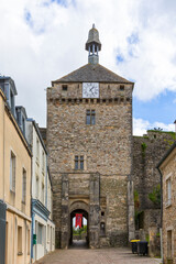 Bell tower with gate of the castle at Bricquebec-en-Cotentin, France