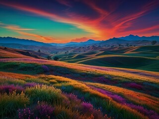 Fototapeta premium sunset in the mountains