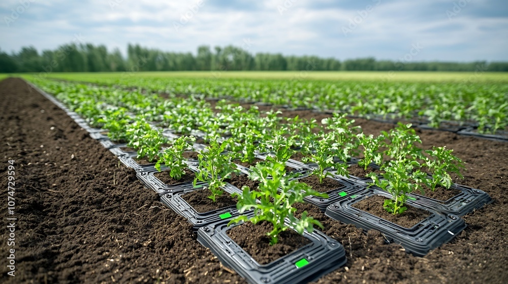 Leinwandbilder State of the art High tech Automated Farm with Advanced Embedded Soil Sensors Continuously Monitoring Moisture Nutrient Levels