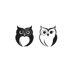 Fototapeta premium Owl In cartoon, hand-drawn flat style. image for social media, websites and UI. Isolated 2D vector design in logo, icon, sketch style, simple line vector, single color. AI Generative Art.