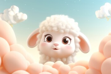 Cute baby sheep background cartoon animal nature.