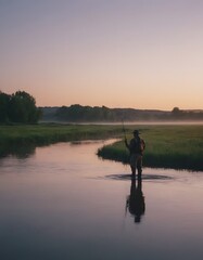 Fototapeta premium a beautiful lanscape river in the fantastic nature with green