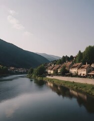 Fototapeta premium a beautiful lanscape river in the fantastic nature with green
