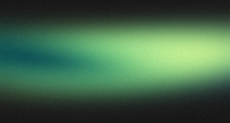 Abstract colorful grainy gradient on black backdrop design. Green blue black color on dark noisy, vibrant color flow, glowing, shine, bright, noise texture, banner or poster.