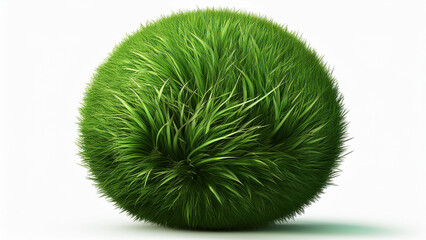 Green grass sphere on a white background. PNG transparent.