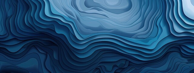 Abstract Blue Wavy Layers Background   Paper Cut Design