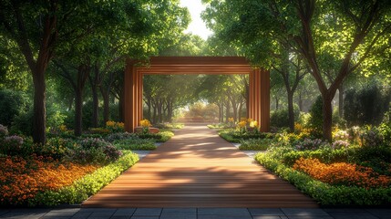 tree-lined street in summer daytime, cinematic light