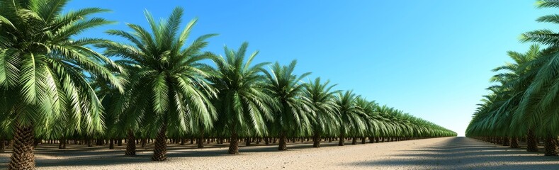 Fototapeta premium Panoramic View of Date Palm Trees in an Oasis