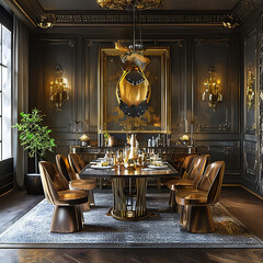 interior of a luxury restaurant dinner room 