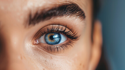 Fototapeta premium Healthy blue female eye close up