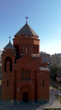 Church of the Holy Archangels in Sevan, Armenia. Taken with a drone