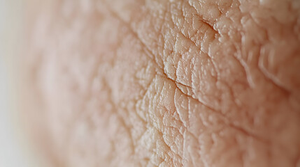 Fototapeta premium Close up macro photo of elderly human skin texture showing wrinkles, lines, and pores