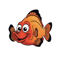 Cartoon style Hogfish with big expressive eyes, vibrant colors, bold outlined fins, friendly underwater character sticker, generative ai