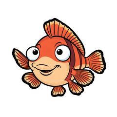 Cartoon style Hogfish with big expressive eyes, vibrant colors, bold outlined fins, friendly underwater character sticker, generative ai