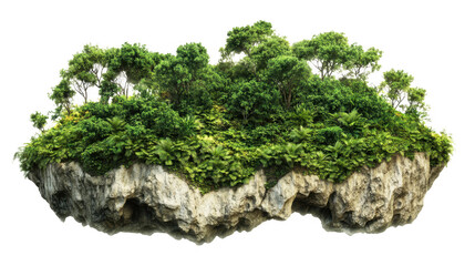 Lush Tropical Island Cliff Floating Rock Jungle Paradise Nature Scene Ecology