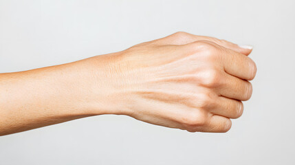 Close up of middle aged woman hand with wrinkled skin