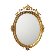 Ornate Gold Framed Oval Wall Mirror with Floral Decor