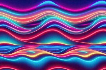 Fototapeta premium Electric Neon Surf Wallpaper: Vibrant Abstract Design with Luminous Gradient Waves