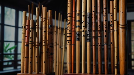 "Angklung" is a traditional musical instrument from Indonesia. This image is from AI