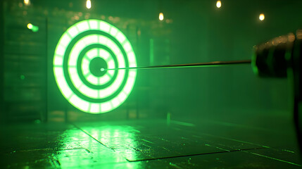 Green Glowing Target 3D Illustration