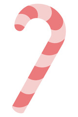 Candy cane. Striped red and pink lollipop. Color vector illustration. Isolated background. Flat style. Christmas sweet treat. Candy cane shaped lollipop. Web design idea.