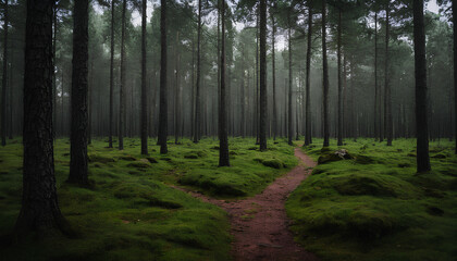Fototapeta premium Stream through the forest in the bright light of the sun 