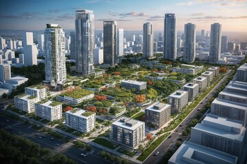 Obraz premium Holistic Urban Planning Focused on Ecological Sustainability and Green Solutions