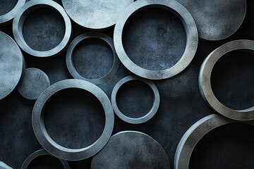 Abstract arrangement of circular shapes on a textured background