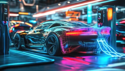 Futuristic Electric Car Charging Station