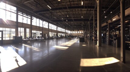 Naklejka premium High-Tech Innovation Hub: Panoramic View of Startup Incubator Fostering Economic Progress Through Collaboration