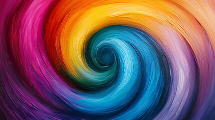 Fototapeta premium Abstract background Vibrant abstract spiral artwork in spectrum colors, showcasing hues of red, orange, yellow, green, blue, and purple, creating dynamic visual experience